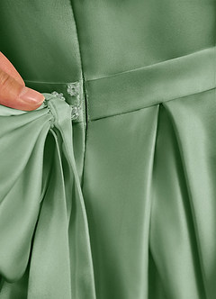 Azazie Pearl Blumenmädchenkleider Ballkleid Plissee Matte Satin Kleid Matcha image9
