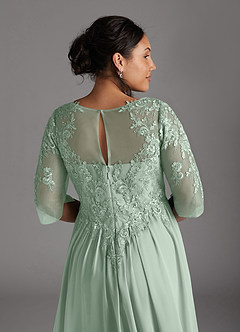 Azazie Mirielle Mother of the Bride Dresses Agave A-Line Scoop Lace Chiffon Dress image11