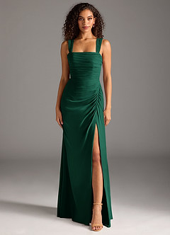 Azazie Jesaphine Bridesmaid Dresses Emerald Sheath Bow Chiffon Dress image5