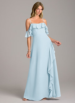 Azazie Aubrie Bridesmaid Dresses Sky Blue A-Line Off the Shoulder Chiffon Dress image1