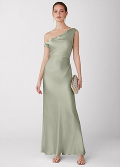 Avela Dusty Sage Lysende satin maxikjole image3