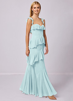 Barbie ♥ Azazie Bridesmaid Dresses Sea Glass A-Line Sweetheart Neckline Chiffon Dress image4
