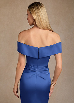 Azazie Laredo Mother of the Bride Dresses Royal Blue Mermaid Off the Shoulder Stretch Satin Dress image7