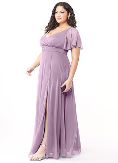 Azazie Induh Bridesmaid Dresses Wisteria A-Line Flutter V-neck Mesh Dress image9