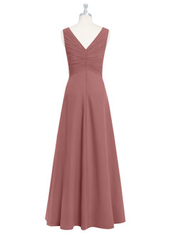 Azazie Flora Robes de demoiselle d'honneur Robe Trapèze en Mousseline de soie Plissée Rose Du Désert image8