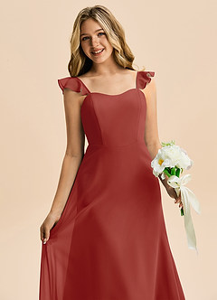 Azazie Mavie Junior Linia A Marszczony Szyfon Długość podłogi Młodsza druhna Sukienka image5