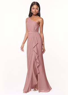 Azazie Liza Bridesmaid Dresses Dusty Rose Mermaid One Shoulder Chiffon Dress image1