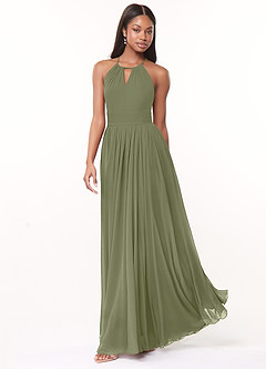 Azazie Cherish Bridesmaid Dresses Pistachio A-Line Pleated Chiffon Dress image3