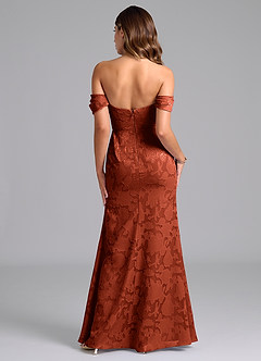 Azazie Saige Bridesmaid Dresses Auburn A-Line Off the Shoulder Floral Burnout Convertible Dress image6