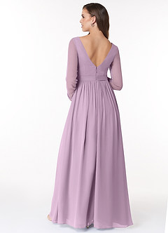 Azazie Teton Robes de demoiselle d'honneur de maternité Robe Trapèze Manche longue Longueur ras du sol Mousseline de soie image2