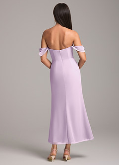 Azazie Saige Bridesmaid Dresses Frosted Lilac Sheath Off the Shoulder Chiffon Convertible Dress image5