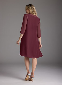 Azazie Shirley Mère de la mariée Robes Robe Trapèze en Mousseline de soie Plissé Scoop Cabernet image3