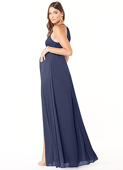 Azazie Annabelle Maternity Bridesmaid Dresses A-Line V-Neck Pleated Mesh Floor-Length Dress image5