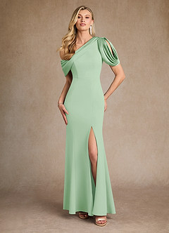 Azazie Paris vestidos de madre de la novia Vestido de Salvia Polvorienta de Crepé elástico de Sirena con Plisado image1