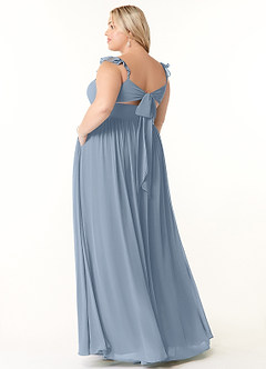 Azazie Metz Bridesmaid Dresses Dusty Blue A-Line Sweetheart Ruched Chiffon Dress image10