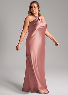 Azazie Doretta Bridesmaid Dresses Dusty Rose Mermaid Bow Metallic Satin Dress image10