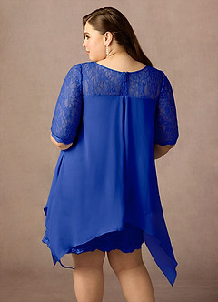 Azazie Flo Mother of the Bride Dresses Royal Blue A-Line Lace Chiffon Dress image13
