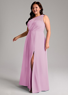 Azazie Phaedra Jurken voor bruidsmeisjes Jurk van Chiffon met A-Lijn One-Shoulder Snoep Roze image12