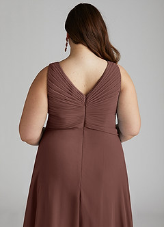 Azazie Flora Bridesmaid Dresses Espresso A-Line Pleated Chiffon Dress image14