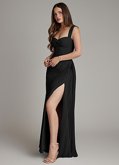 Azazie Amberly Bridesmaid Dresses Black Sheath Sweetheart Neckline Chiffon Dress image6