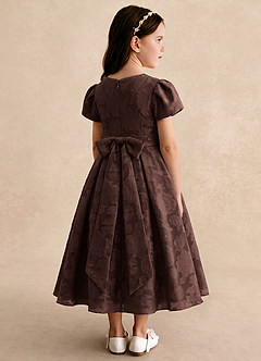 Azazie Princes vestidos de niña de las flores Vestido Ganache de Devorado Floral de Línea A con Plisado image2