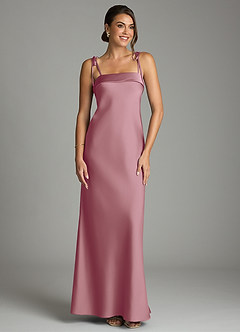 Azazie Ellia Bridesmaid Dresses Vintage Mauve Sheath Bow Stretch Satin Dress image1