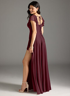 Azazie Bondi Bridesmaid Dresses Cabernet A-Line Ruched Mesh Dress image9