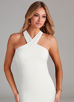 Azazie Doretta Bridesmaid Dresses White Mermaid Pleated Chiffon Dress image5