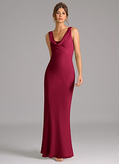 Azazie Rylina Bridesmaid Dresses Burgundy Mermaid Pleated Chiffon Dress image4
