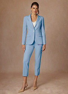 front Kennedy Sky Blue Structured Stretch Dress Pants