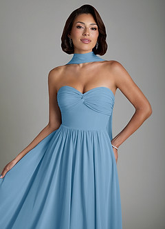 Azazie Petra Bridesmaid Dresses Steel Blue A-Line Corset Chiffon Dress image6