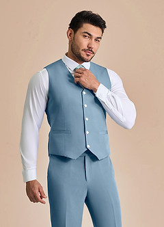 front James Light Blue Structured Stretch Suit Vest