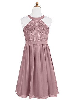 Azazie Andalise A-Line Lace Chiffon Mini Junior Bridesmaid Dress image8