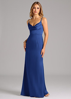 Azazie Aimee Bridesmaid Dresses Royal Blue A-Line Sweetheart Neckline Stretch Satin Dress image1