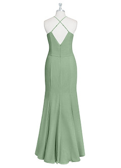 Azazie Carolina Vestidos de damas de honor Vestido de Matcha de Gasa de Corte Sirena con Volante image7
