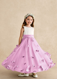 Azazie Vi Blumenmädchenkleider A-Linie ärmellos Tüll Kleid Bonbonrosa image8