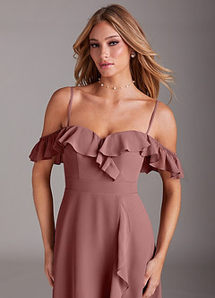 Azazie Lyra Bridesmaid Dresses Desert Rose A-Line Chiffon Convertible Dress image2