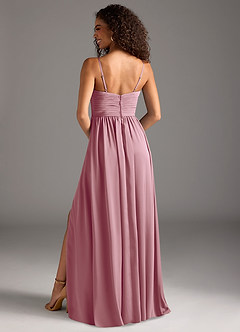 Azazie Alia Bridesmaid Dresses Vintage Mauve A-Line Pleated Stretch Satin Dress image4