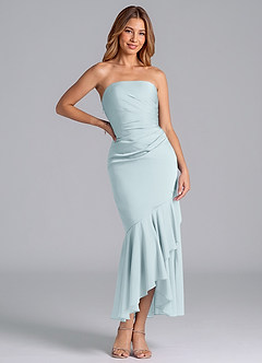 Azazie Danie Venta Final Vestido de Neblina de Gasa de Corte Recto con Sin tirantes image3