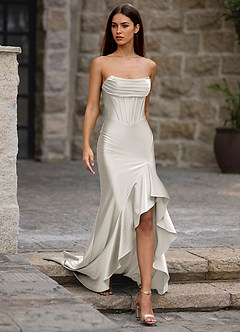 Siren White Mermaid Prom Dress image4
