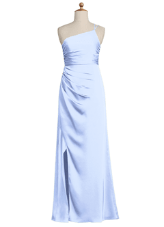 Azazie Eren Junior Ice Sheath Pleated Stretch Satin Dress image6