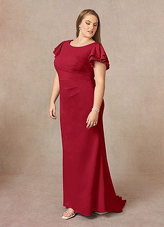 Azazie Peppermint Mother of the Bride Dresses Scarlet Mermaid Scoop Ruched Stretch Crepe Dress image9