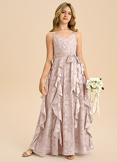 Azazie Peyton Junior Klä av A-Line i Blommig Utbrändhet Plisserad image6