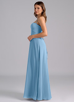 Azazie Valentine Bridesmaid Dresses Steel Blue A-Line Corset Chiffon Dress image4