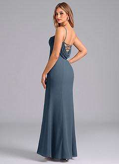 Azazie Wynni Abiti da Damigella Abito Sirena in Chiffon Corsetto Blu Nettuno image5