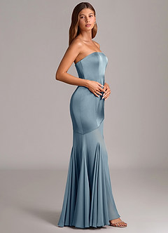 Azazie Uma Bridesmaid Dresses Dusty Blue Mermaid Strapless Chiffon Convertible Dress image4