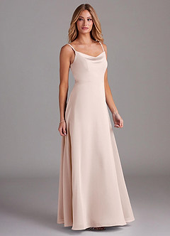 Azazie Daenerys Bridesmaid Dresses Rose Petal A-Line Cowl Chiffon Dress image5