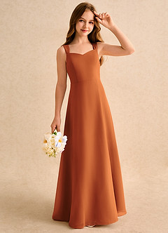 Azazie Makani Girls Formal Abiti da Ragazza di Fiori Abito A-Line in Chiffon Scollo a Cuore Cannella image4