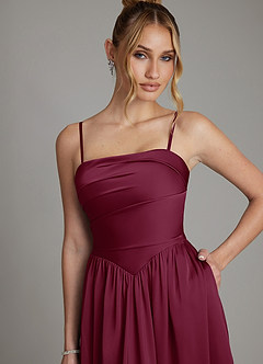 Azazie Zena Bridesmaid Dresses Mulberry A-Line Strapless Stretch Satin Dress image2