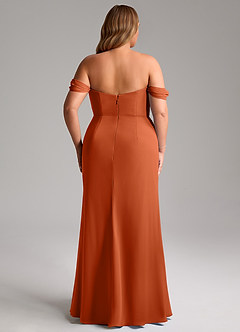Azazie Saige Jurken voor bruidsmeisjes Converteerbaar Jurk van Chiffon met A-Lijn Off the Shoulder Verbrande Sinaasappel image15
